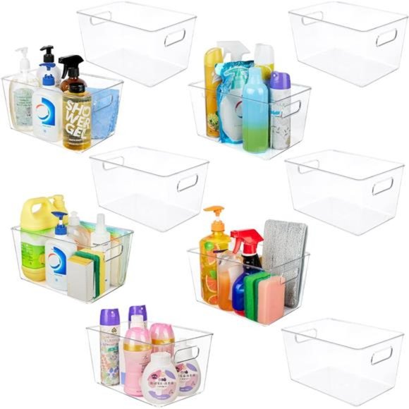 Clear Pantry Storage Organizer Bins, 10 Pack Plastic Food Storage Bins